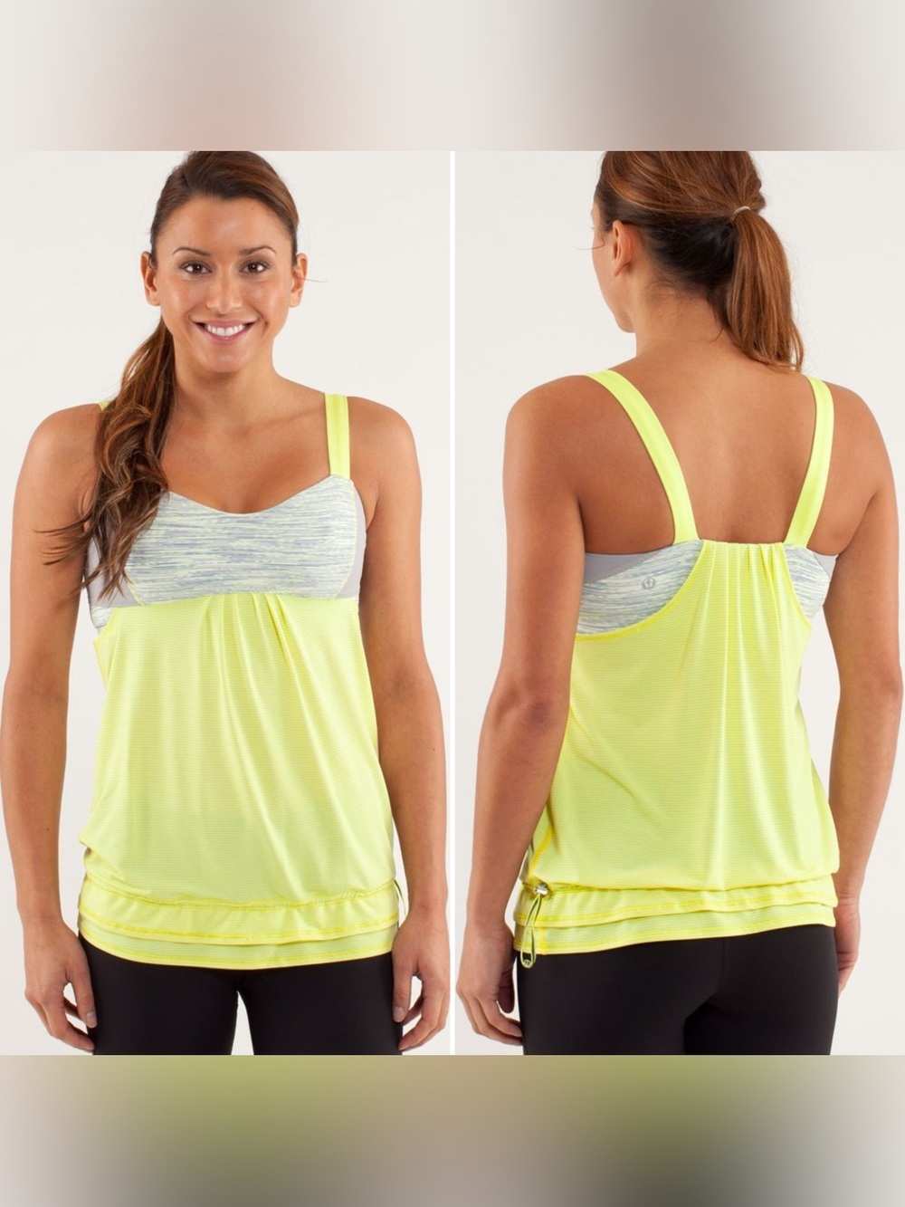 Lululemon Run Back On Track Tank Top & Bra in Yellow and Gray Women’s Size 10